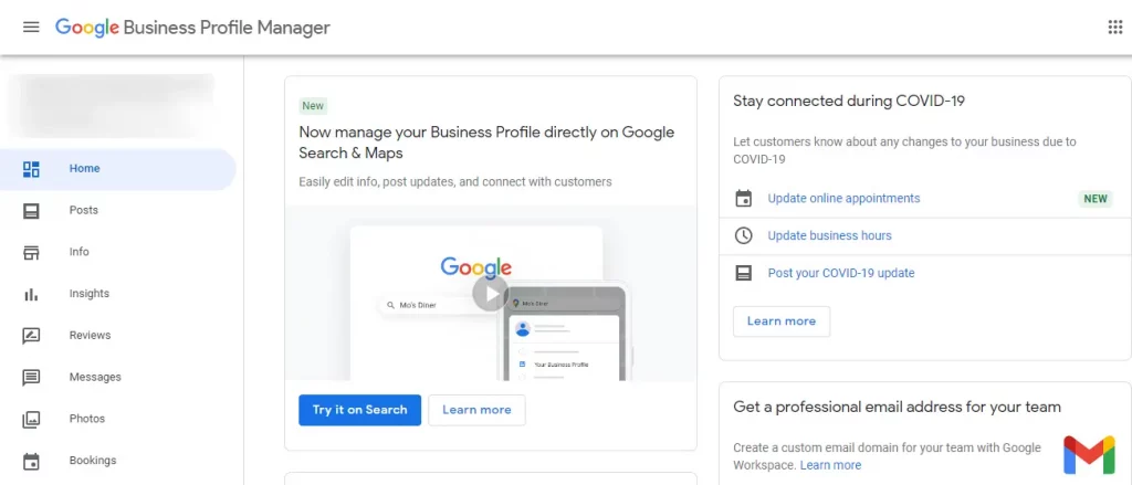 Google My Business Dashboard