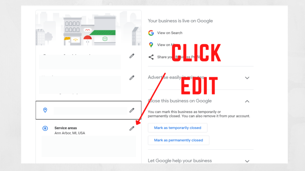 edit your address in google my business