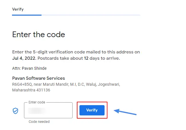 Verifying Google My Business Account By Postcard