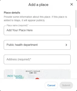 Adding A New Place Information In Google Maps