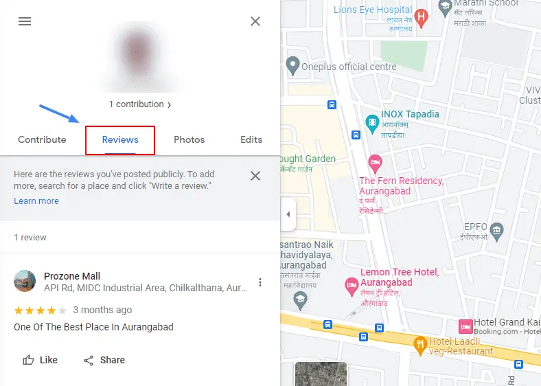 Clicking On The Reviews Tab In Google Maps