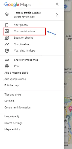 Clicking On The Your Contributions In Google Maps
