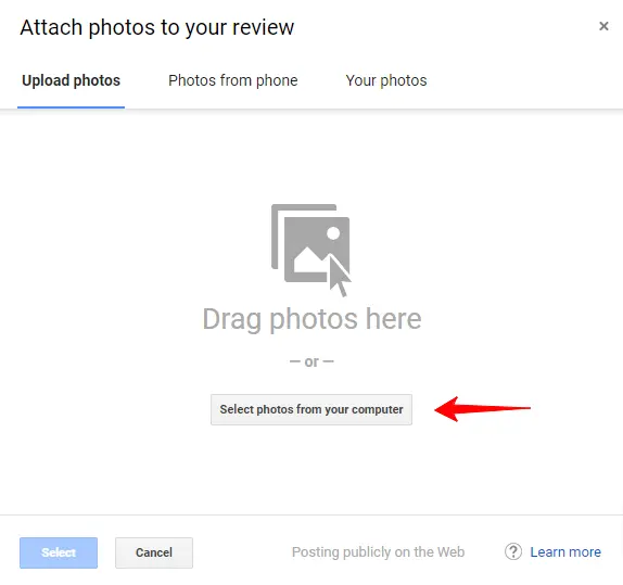 Attaching Photos To Google Review