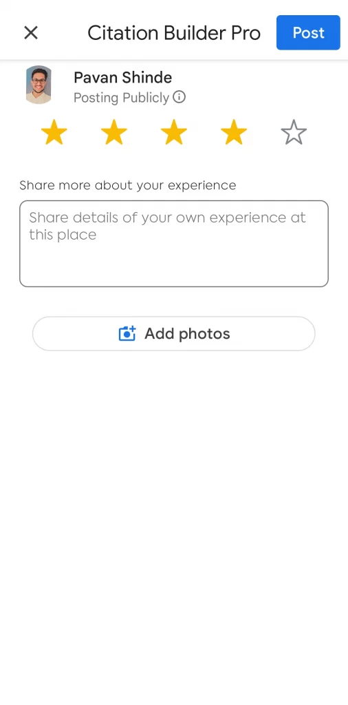 Click On The Add Photos And Post Your Google Review
