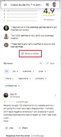 Click On The Write A Review Button On Google Maps