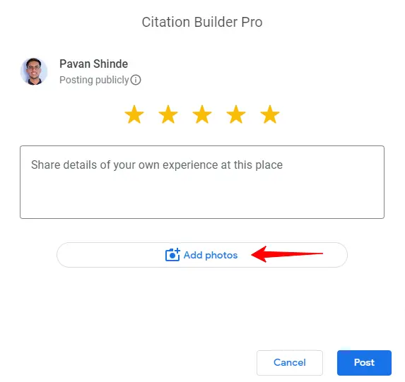 Clicking On The Add Photos Button On Google Maps
