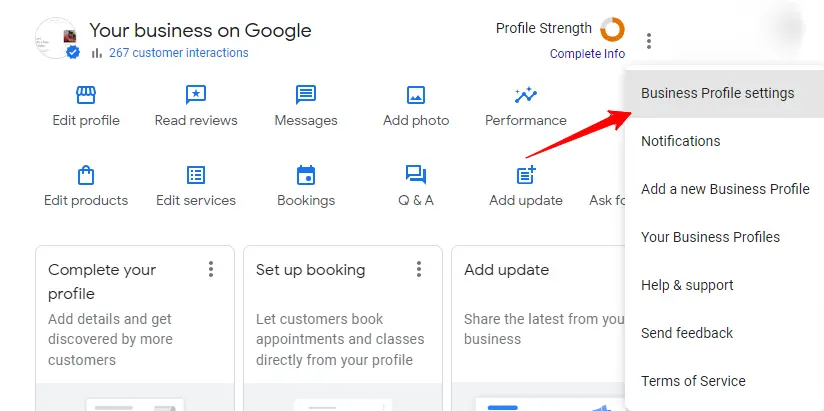 Clicking On The Business Profile Setting Tab