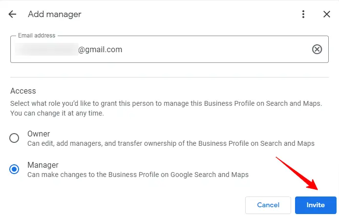 Sending A Manager Invitation In Google My Business