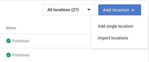 Google Business Profile Manager dashboard with ‘Add single business’ option highlighted