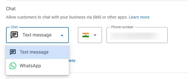 Google Business Profile dashboard showing messaging options, including enabling direct customer messaging or connecting WhatsApp.