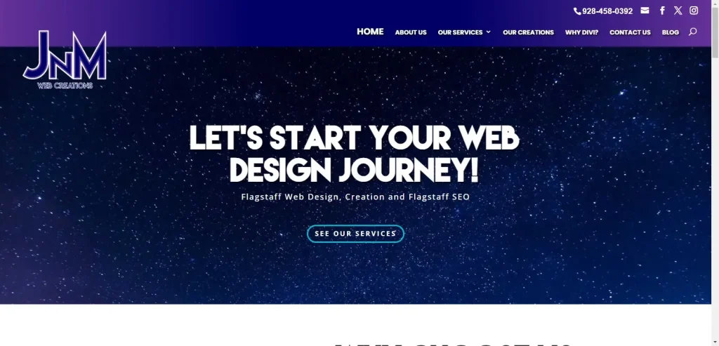 JnM Web Creations website homepage screenshot